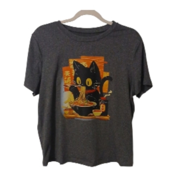 Unknown Tops - Ramen Cat Gray T-Shirt NWT